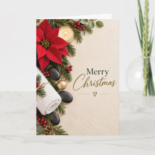 Poinsettia Christmas Spa Merry Christmas Card