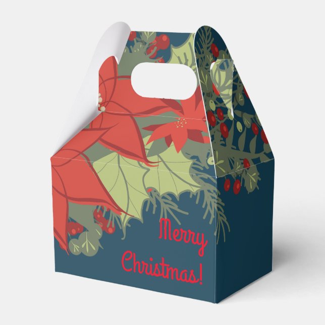 Poinsettia Christmas Swag, Gable Favor Box (Front Side)