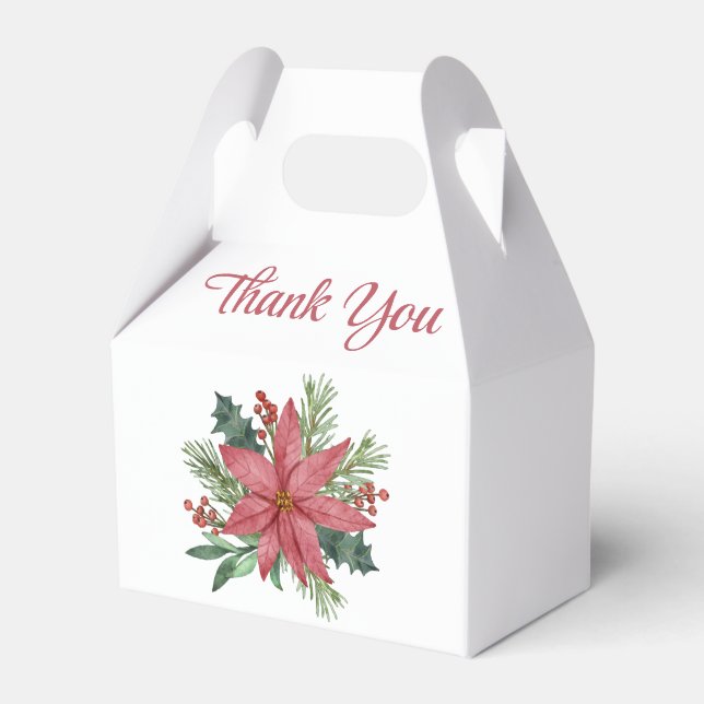 Poinsettia Christmas Thank You Wedding Party Favor Boxes (Back Side)