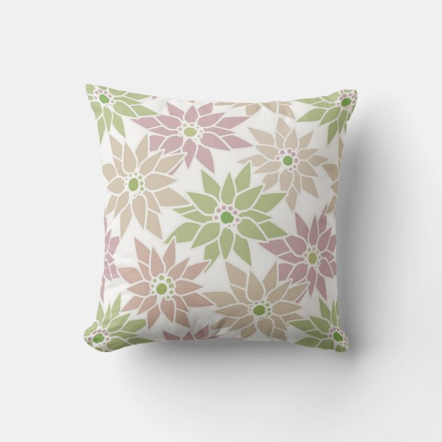 Poinsettia, Christmas Throw Pillow (Front)