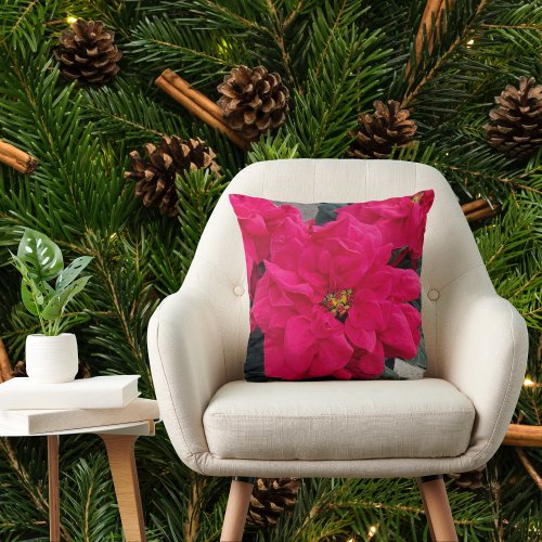 Poinsettia Christmas Throw Pillow