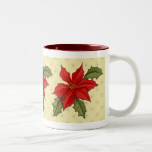 Poinsettia Christmas Two-Tone Coffee Mug