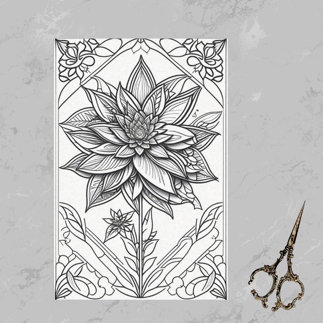 Poinsettia Christmas Unique Line Drawing Artwork Tissue Paper (Creator Uploaded)