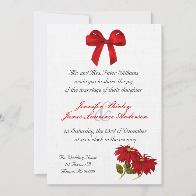 Poinsettia Christmas Wedding Invitation (Front)