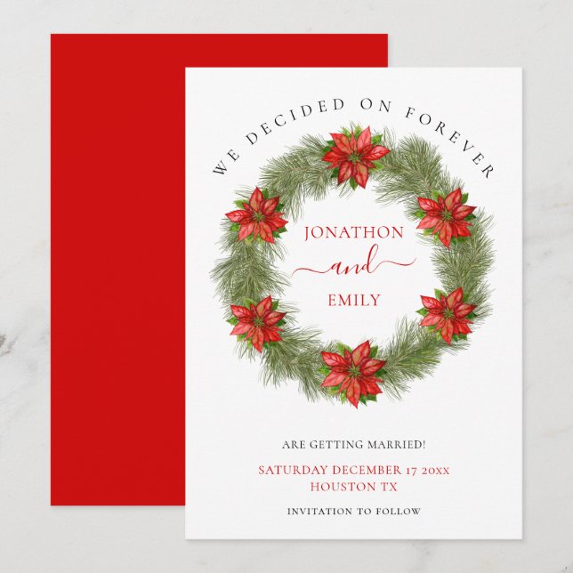 Poinsettia Christmas Wedding Save the Date (Front/Back)