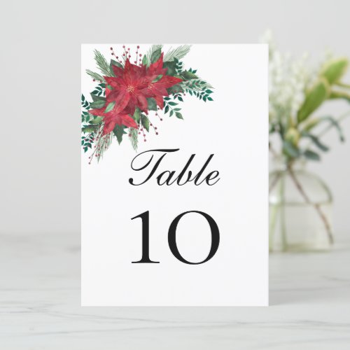 Poinsettia Christmas  Wedding Wedding Table Card