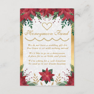 Poinsettia Christmas Winter Wedding Honeymoon Fund Enclosure Card