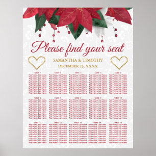 Poinsettia Christmas Winter Wedding Seating Chart