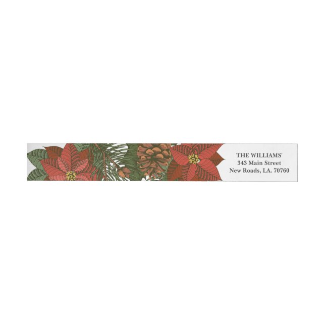 Poinsettia Christmas Wrap Envelope Label (Individual)