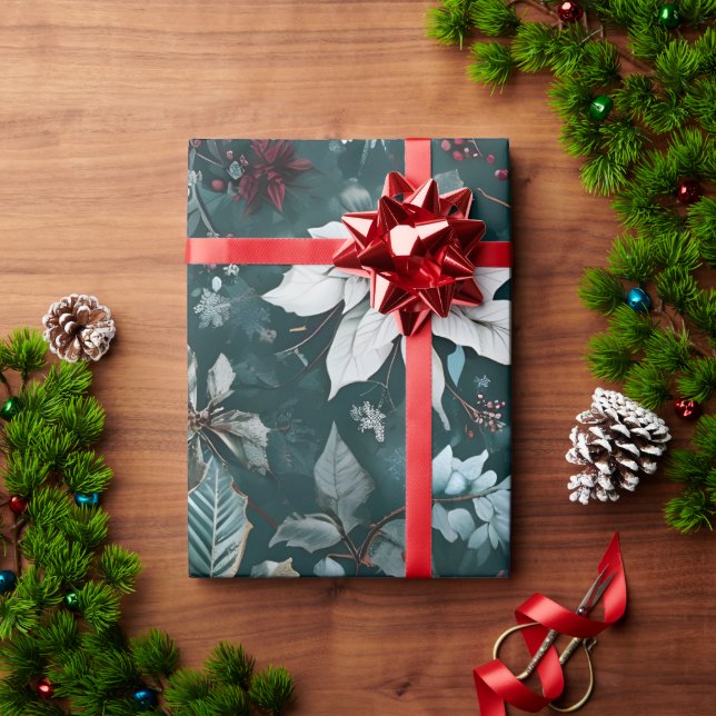Poinsettia Christmas Wrapping Paper  (Holiday Gift)