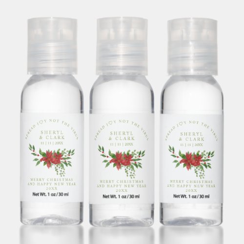 Poinsettia Christmas Wreath Wedding Sanitizer