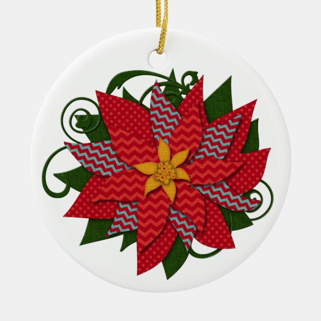 Poinsettia | Christmas You Personalize Ceramic Ornament (Front)