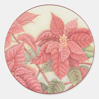 Poinsettia Classic Round Sticker