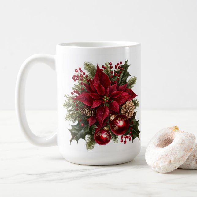 Poinsettia Coffee Mug (With Donut)