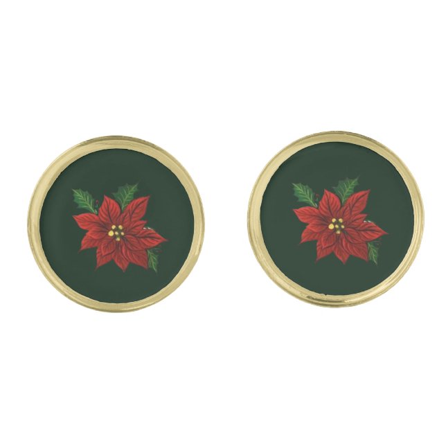 Poinsettia Cufflinks (Front)