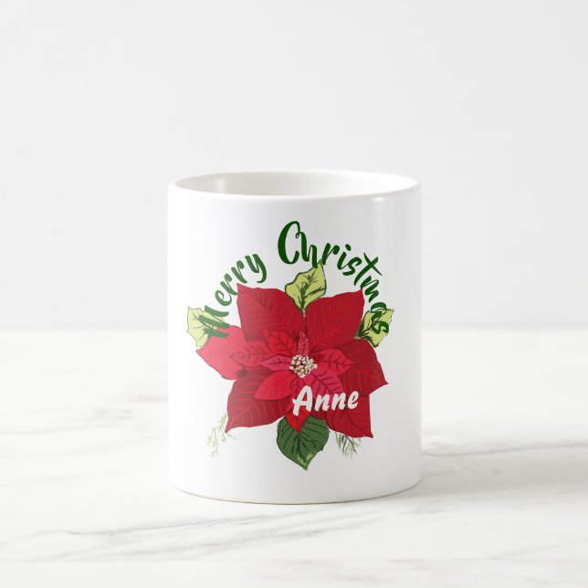 Poinsettia Custom Name  Mug (Center)