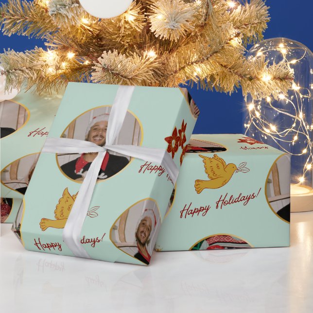 Poinsettia & Custom Photo Wrapping Paper (Holidays)