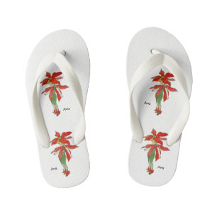 Poinsettia Cute Flower Child Floral Funny Girl Kid's Flip Flops