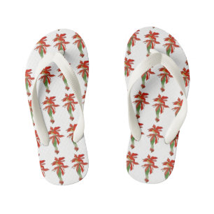 Poinsettia Cute Flower Child Floral Funny Girl Kid's Flip Flops