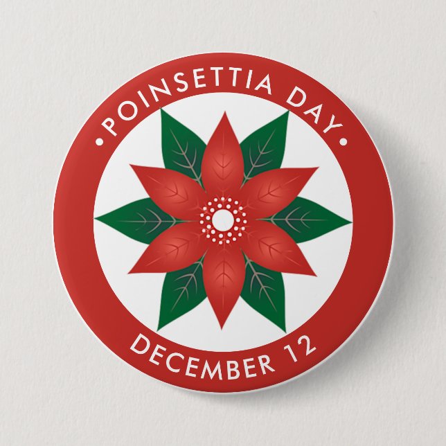 Poinsettia Day, red flower Button (Front)