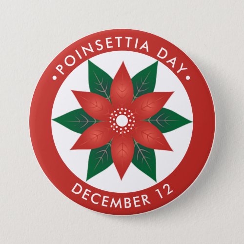 Poinsettia Day red flower Button