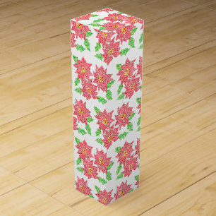 Poinsettia Decorated Wine Gift Box