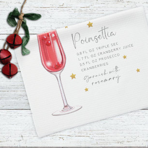 Poinsettia Drink Holiday Christmas Recipe Kitchen Towel