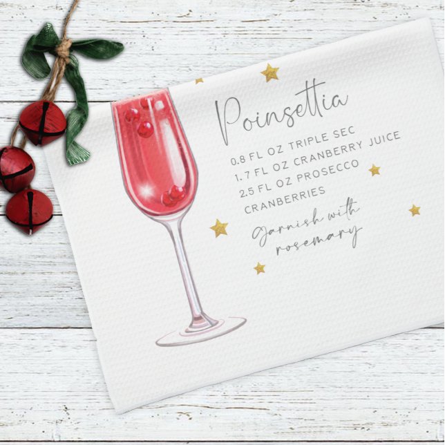 Poinsettia Drink Holiday Christmas Recipe Kitchen Towel (Creator Uploaded)