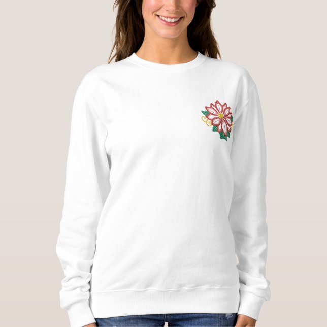 Poinsettia Elegance Embroidered Sweatshirt (Front)