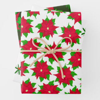 Poinsettia Festive Mexican Christmas Wrapping Paper Sheets