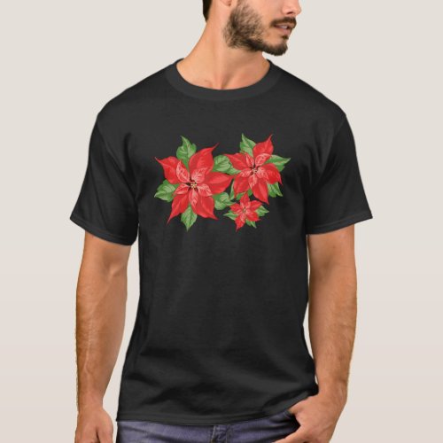 Poinsettia Festive Plant Composition T_Shirt