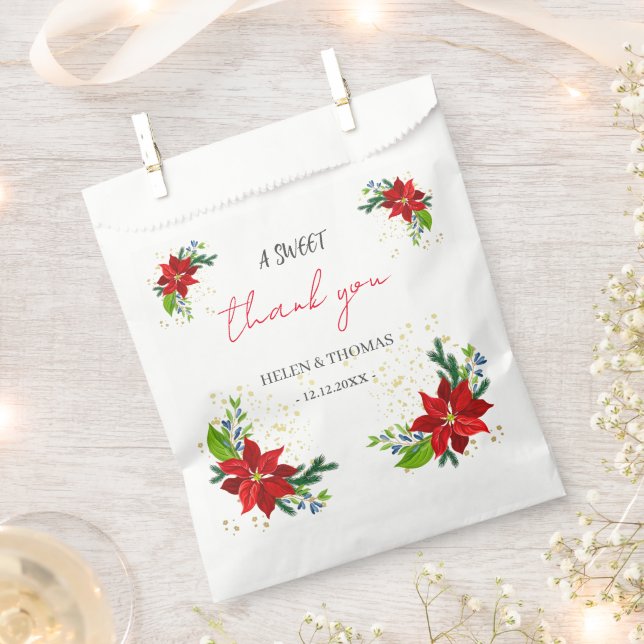 Poinsettia Floral Bouquet, Favor Bag (Clipped)