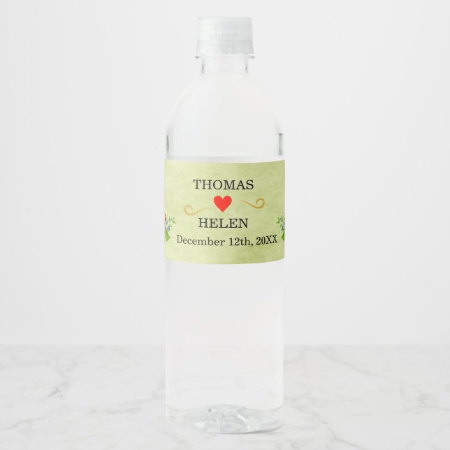 Poinsettia Floral Bouquet,  Water Bottle Label (Front)