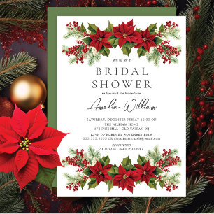 Poinsettia Floral Bridal Shower Invitation