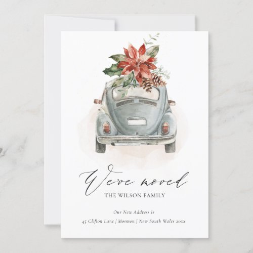 Poinsettia Floral Christmas Car We have Moved Card