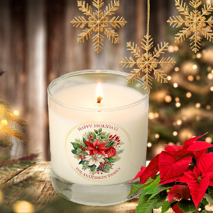 Poinsettia Floral Christmas Happy Holidays Scented Candle