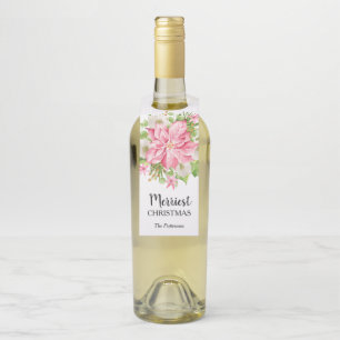 Poinsettia Floral Christmas Holiday Bottle Hanger Tag