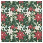 Poinsettia Floral Christmas Holiday Fabric