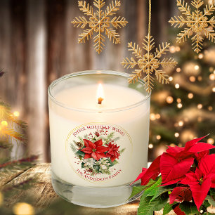Poinsettia Floral Christmas Joyful Holiday Wishes Scented Candle