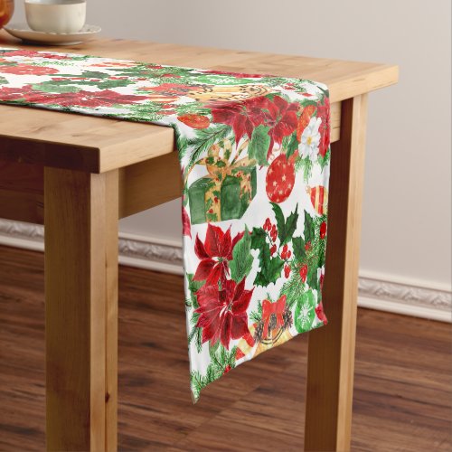 Poinsettia Floral Christmas Medium Table Runner