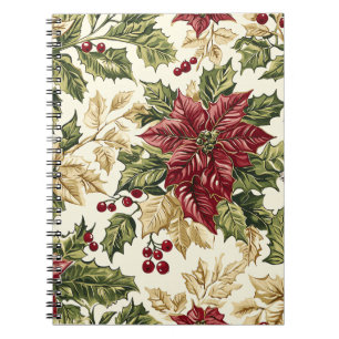Poinsettia Floral Christmas Pattern (17) Notebook