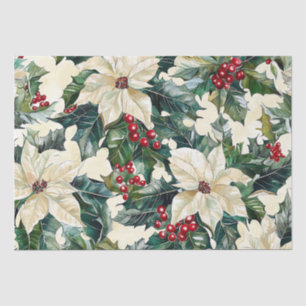 Poinsettia Floral Christmas Pattern (18) Tissue Paper