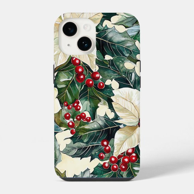Poinsettia Floral Christmas Pattern (19) iPhone Case (Back)