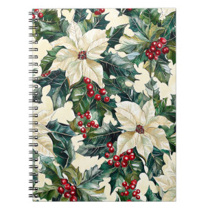 Poinsettia Floral Christmas Pattern (19) Notebook