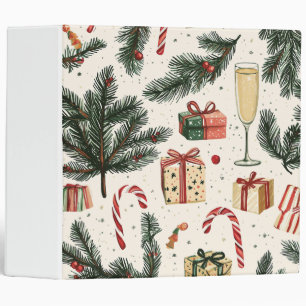 Poinsettia Floral Christmas Pattern (1) 3 Ring Binder