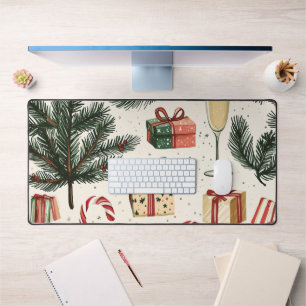 Poinsettia Floral Christmas Pattern (1) Desk Mat
