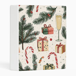 Poinsettia Floral Christmas Pattern (1) Mini Binder