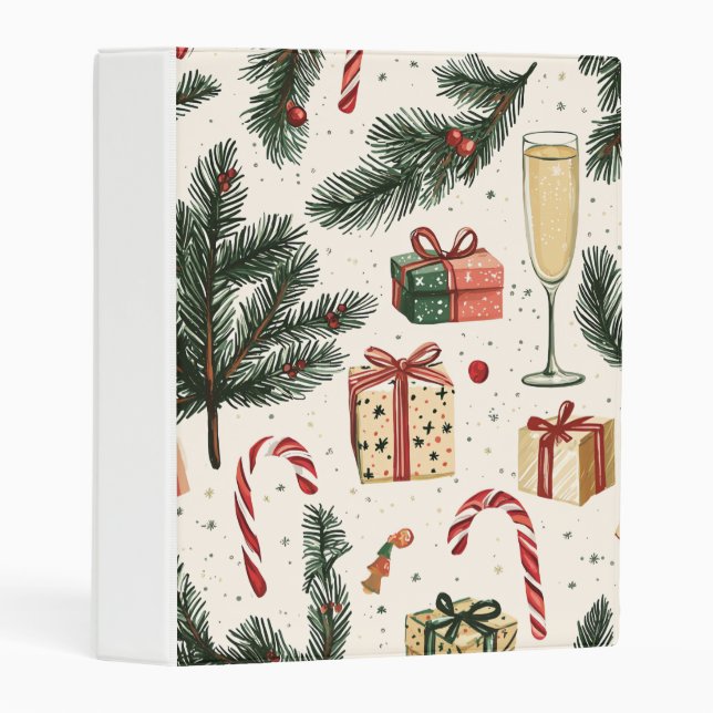 Poinsettia Floral Christmas Pattern (1) Mini Binder (Front/Spine)