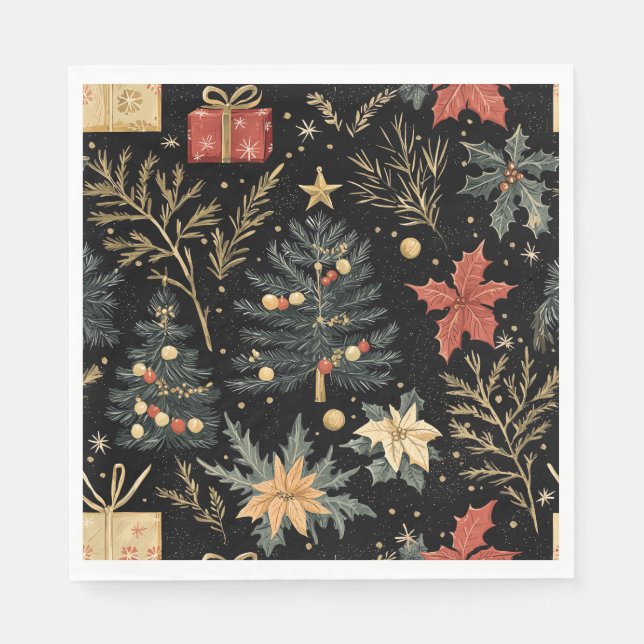 Poinsettia Floral Christmas Pattern (21) Napkins (Front)
