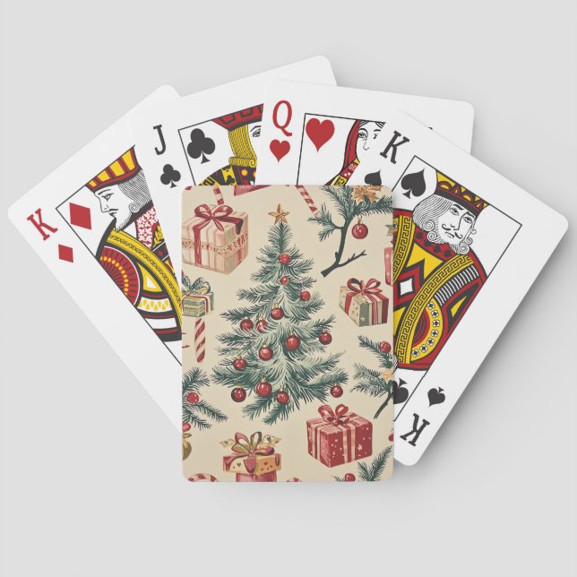 Poinsettia Floral Christmas Pattern (2) Poker Cards (Back)